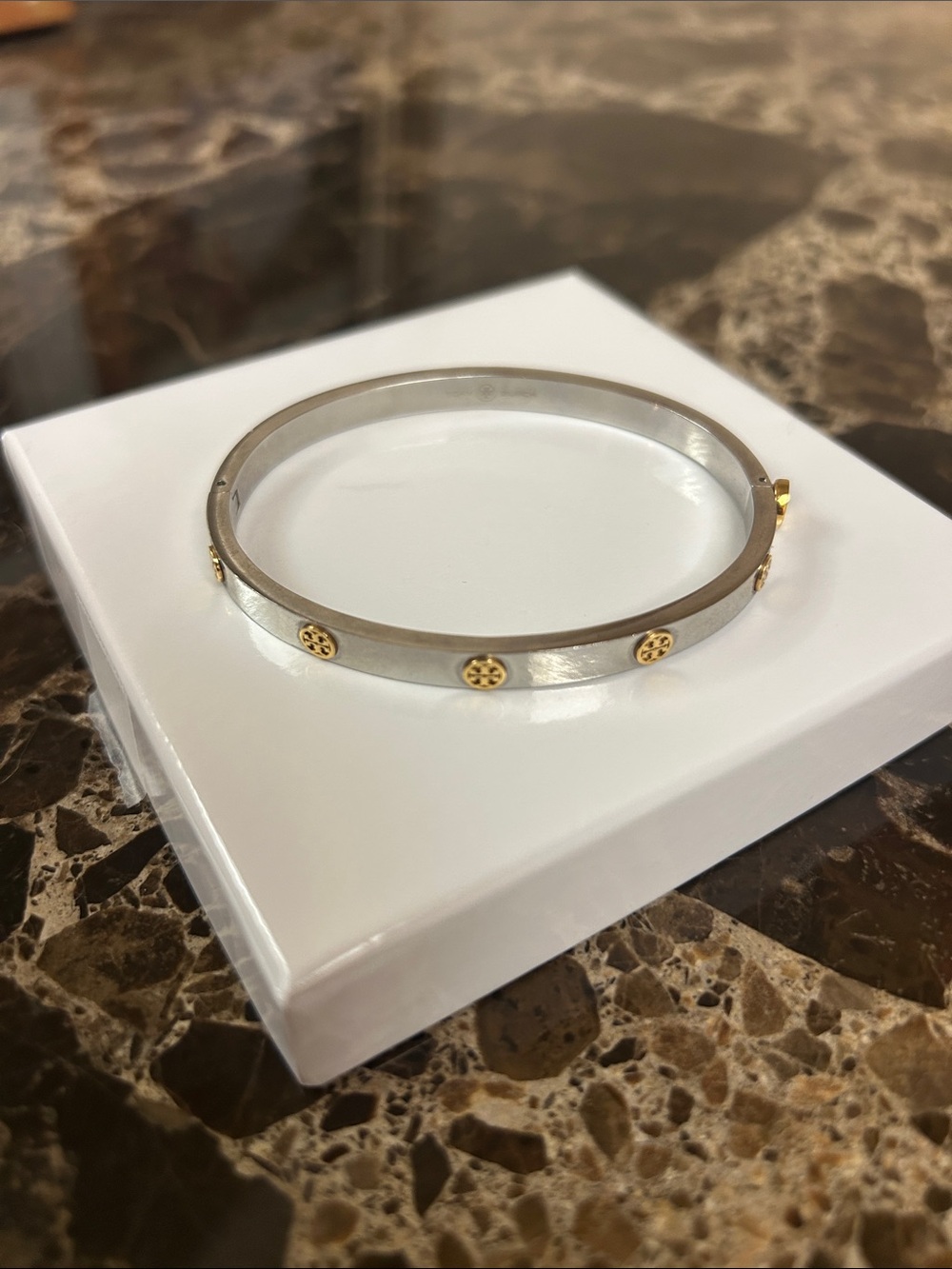 Tory Burch Two-Tone Silver and Gold color Bangle Bracelet - Women Jewelry